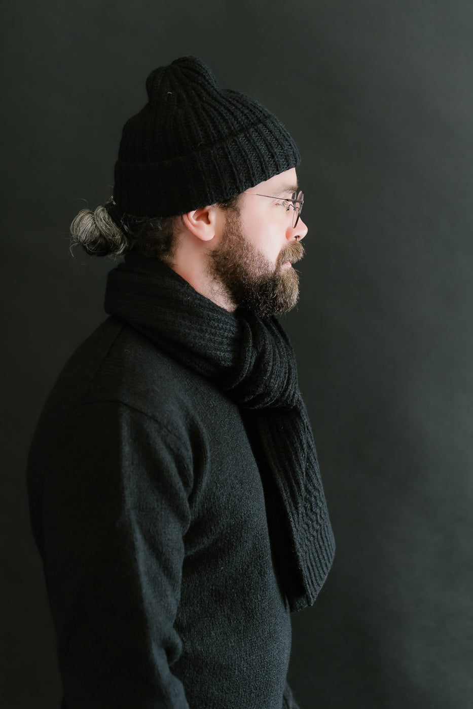 Alpaca Rib Scarf - Black