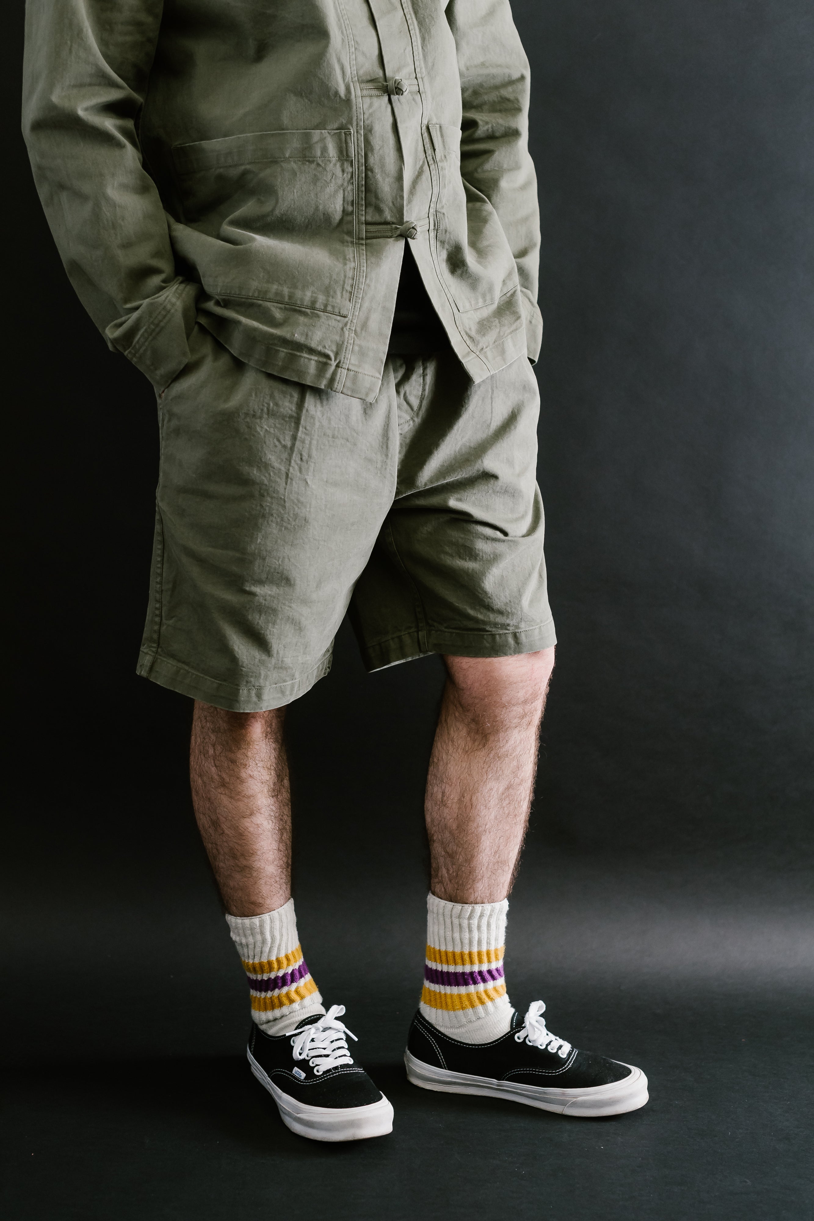 Drawstring Shorts - Olive Twill