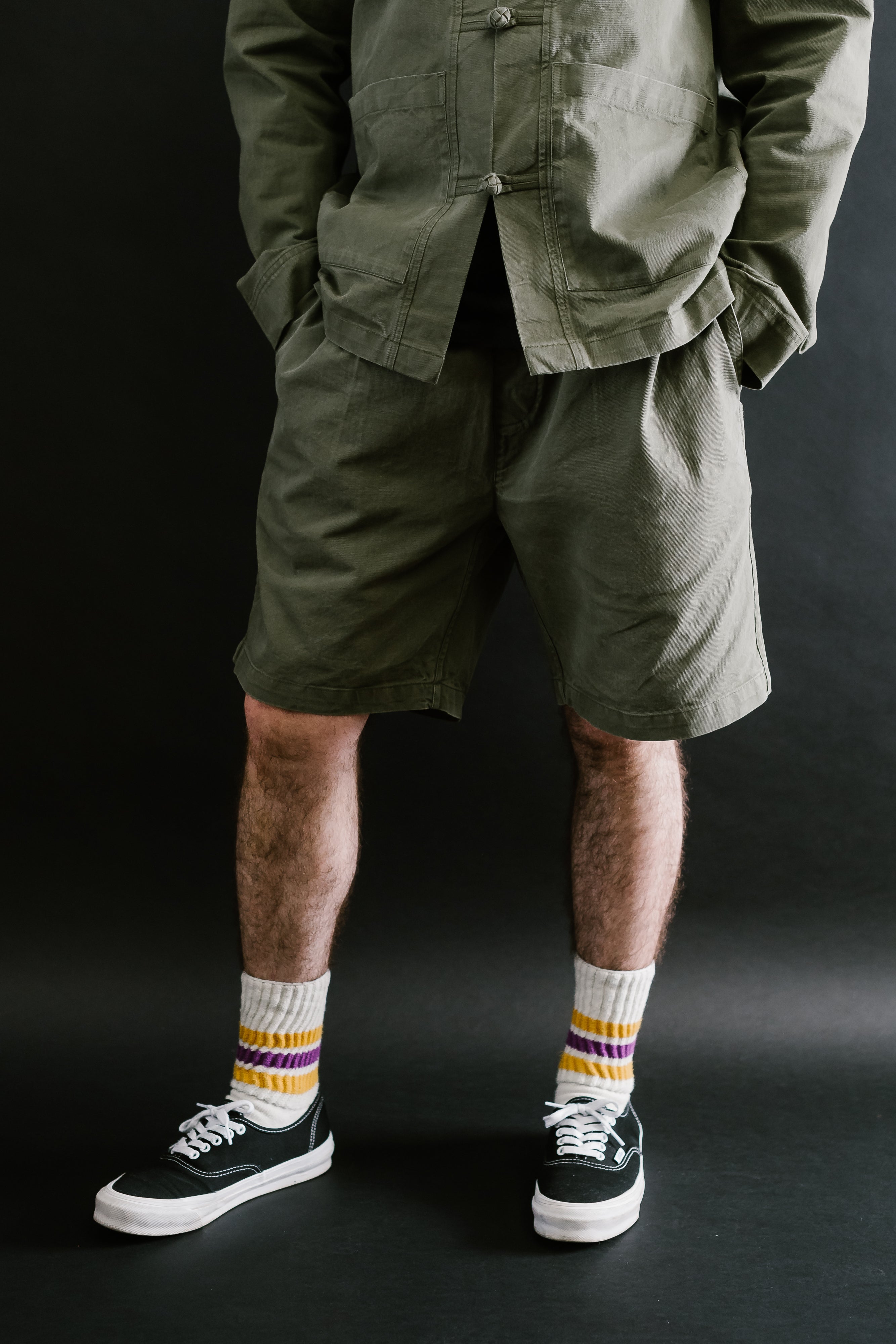 Drawstring Shorts - Olive Twill