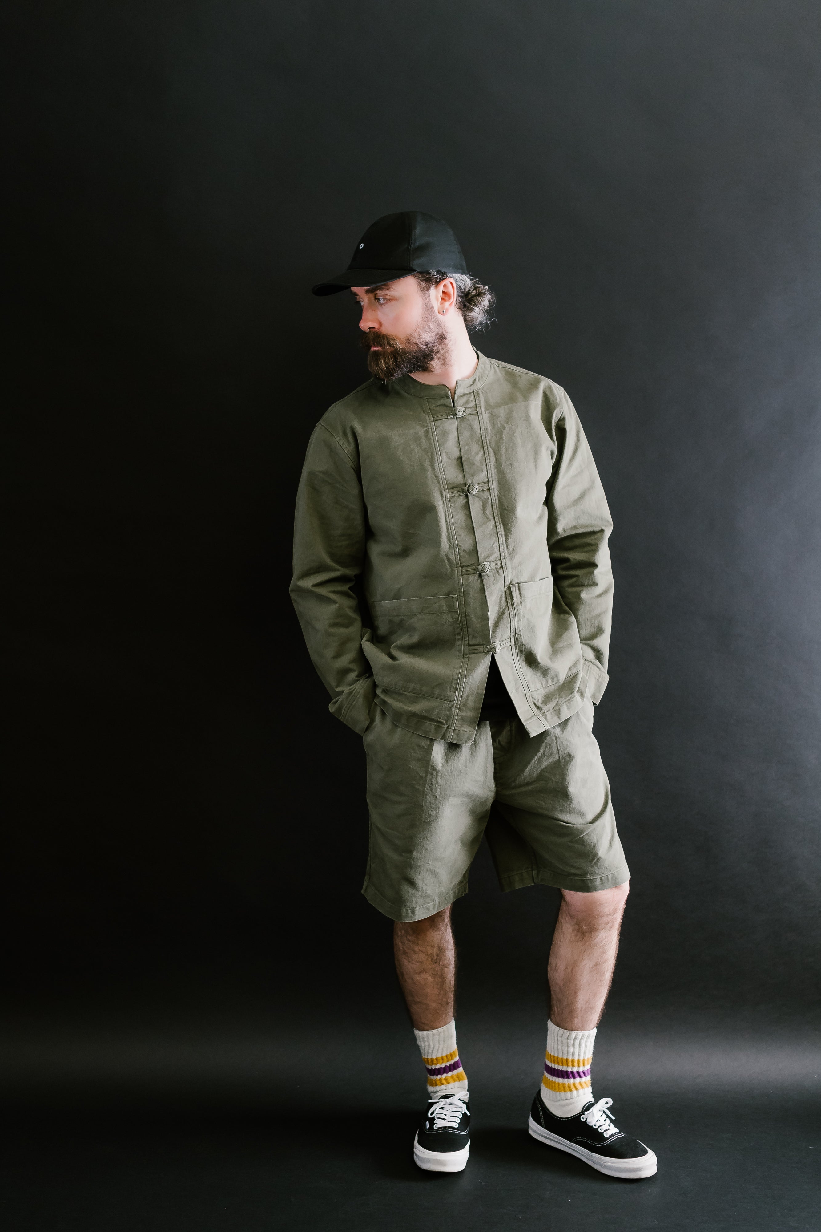 Drawstring Shorts - Olive Twill