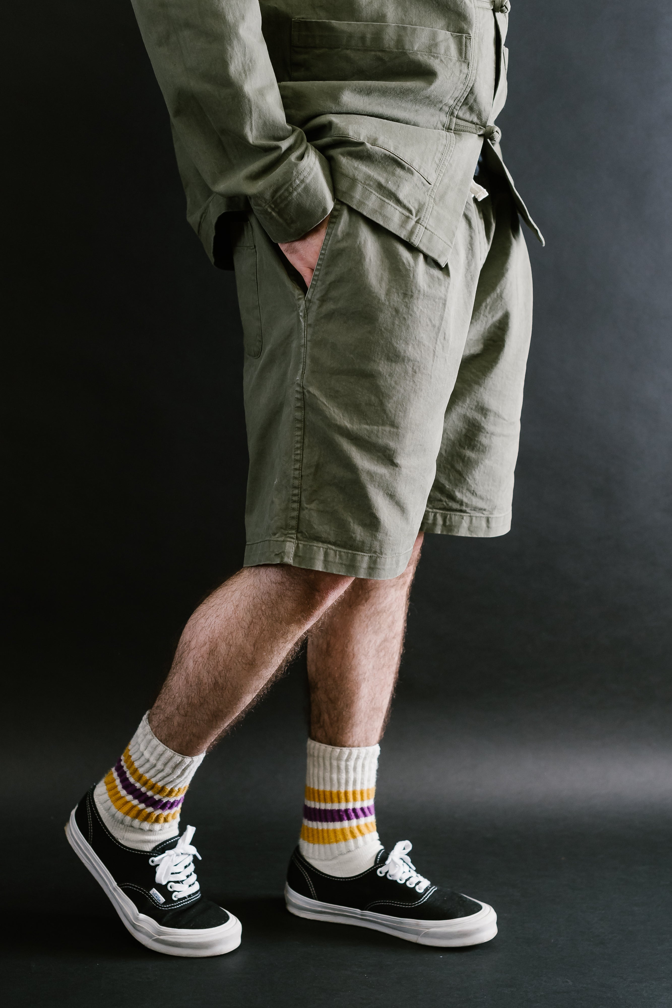 Drawstring Shorts - Olive Twill