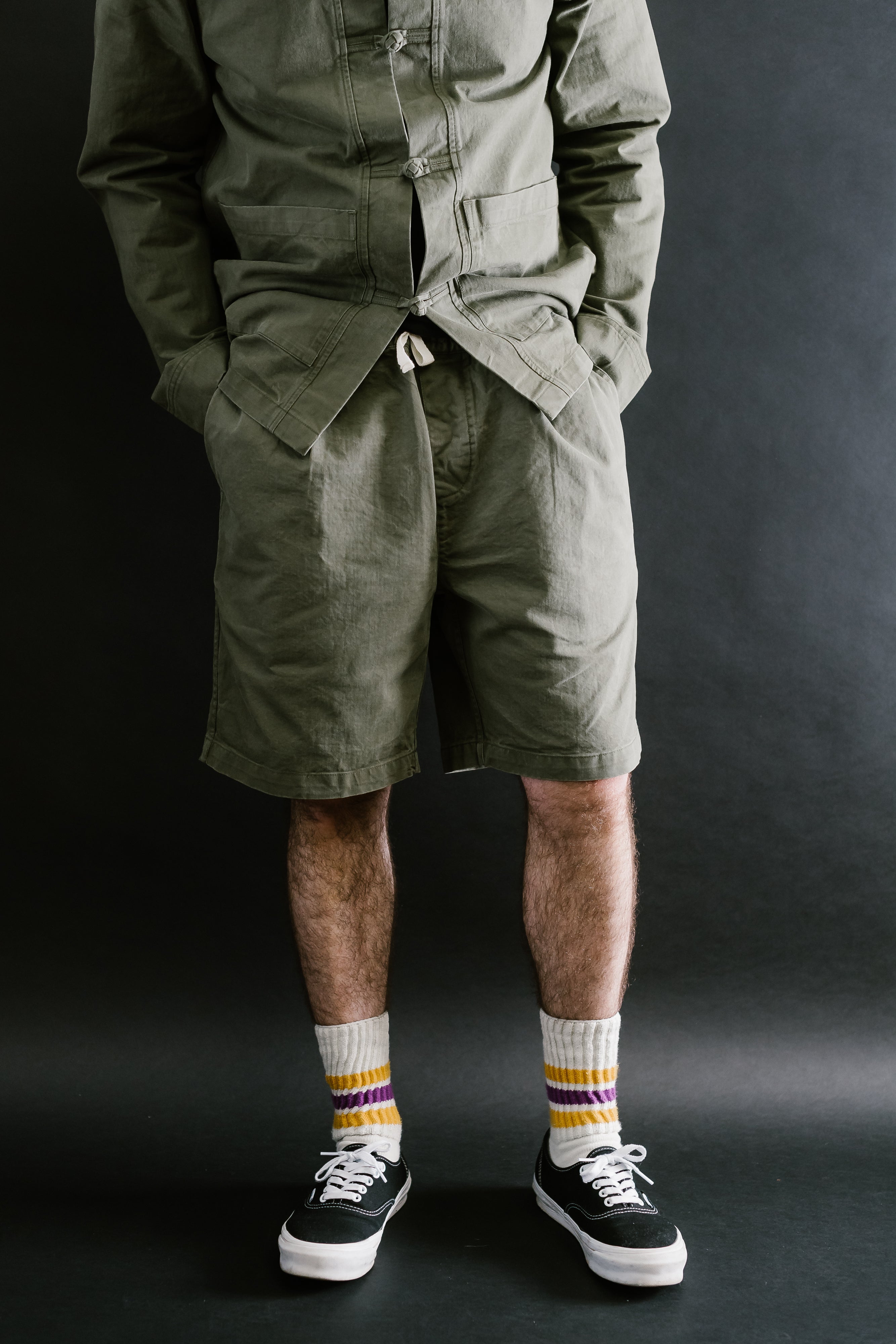 Drawstring Shorts - Olive Twill