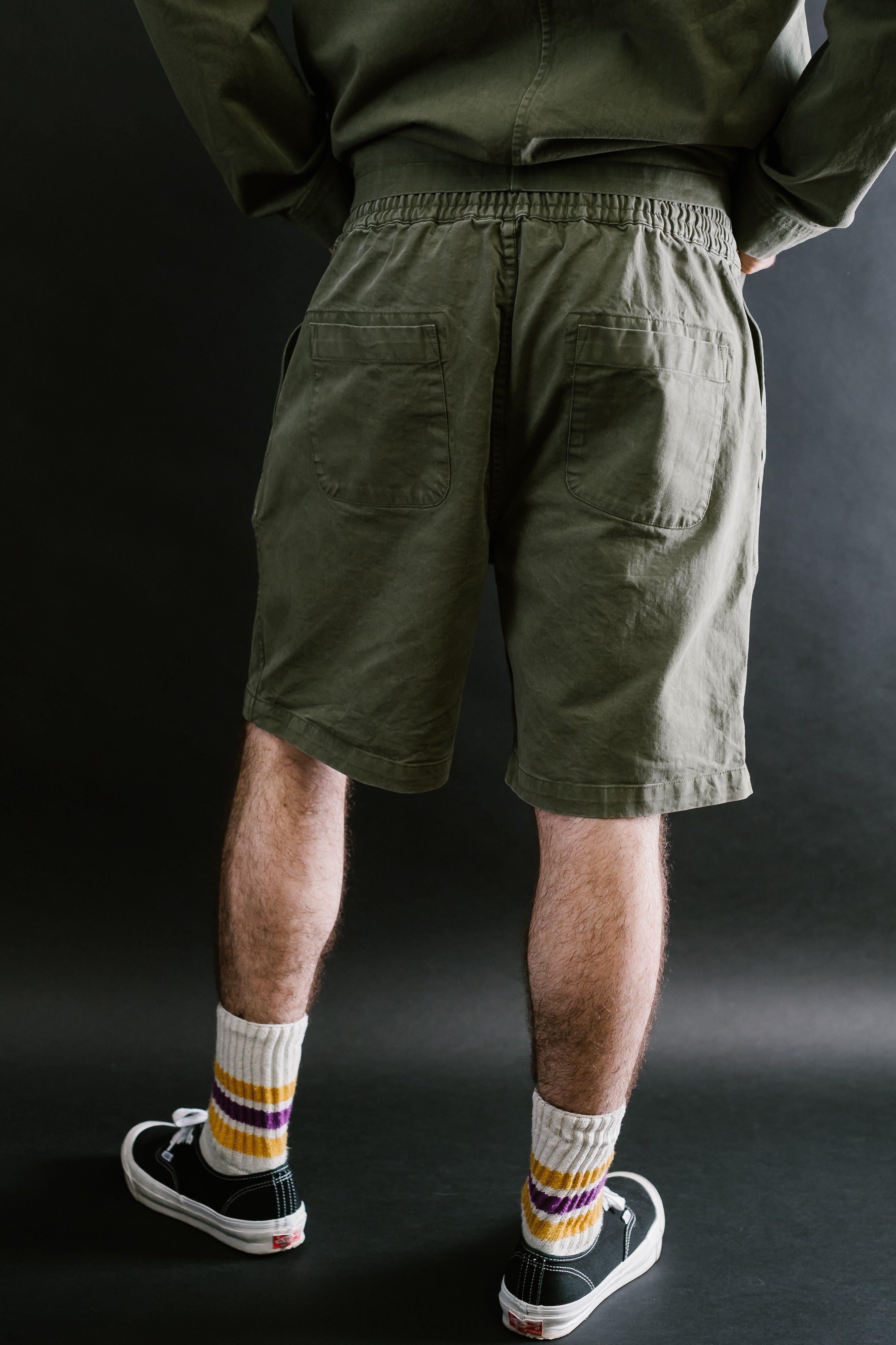 Drawstring Shorts - Olive Twill