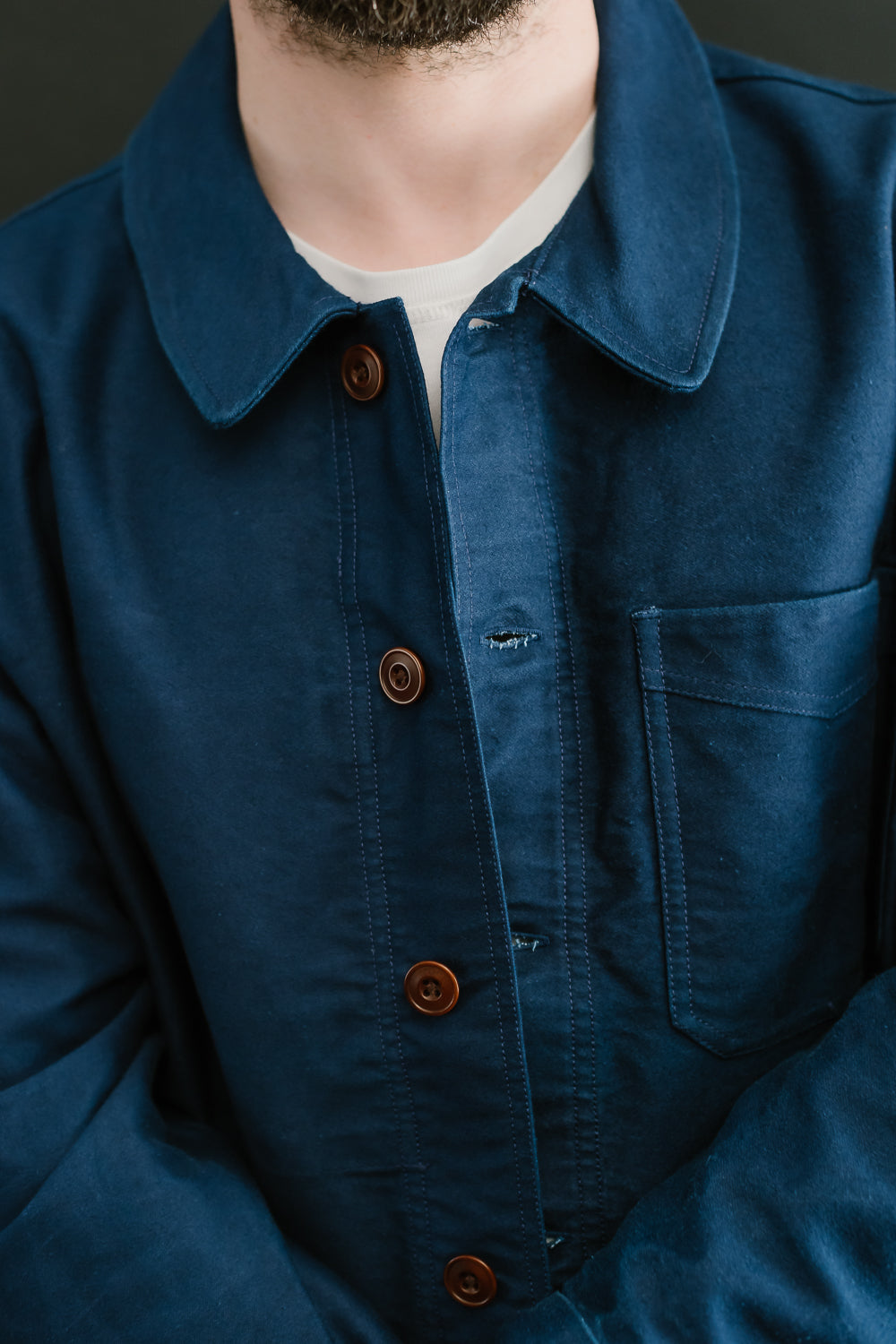 French Work Jacket Moleskin - Washed Indigo