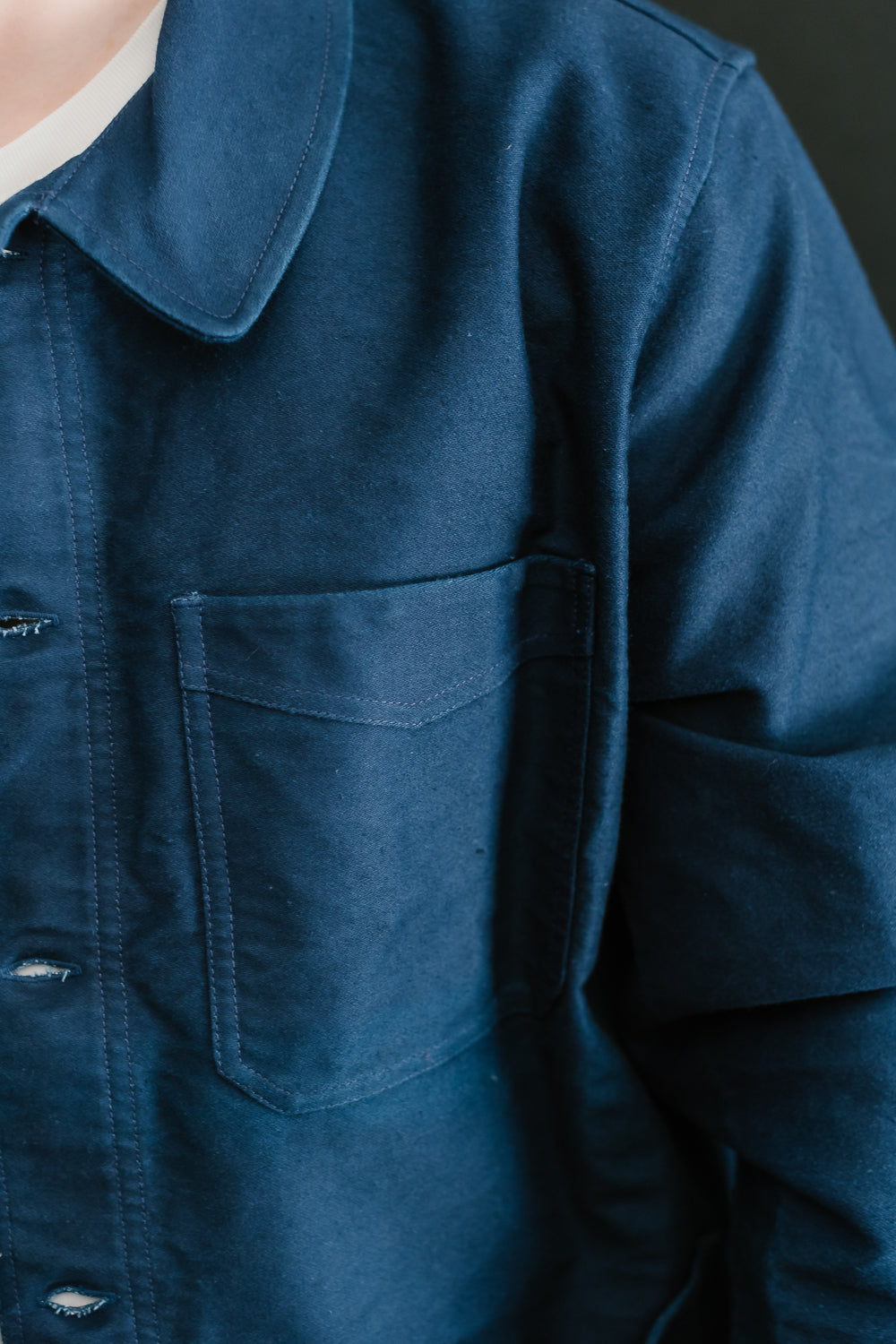 French Work Jacket Moleskin - Washed Indigo