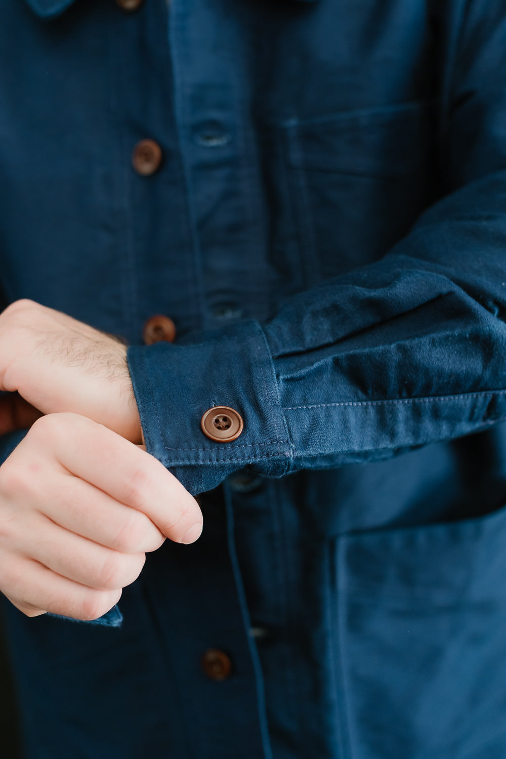 French Work Jacket Moleskin - Washed Indigo