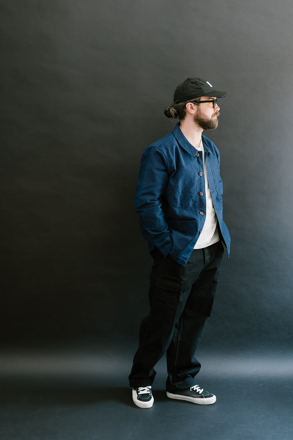 French Work Jacket Moleskin - Washed Indigo