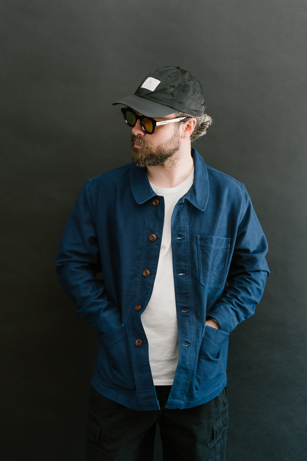 French Work Jacket Moleskin - Washed Indigo