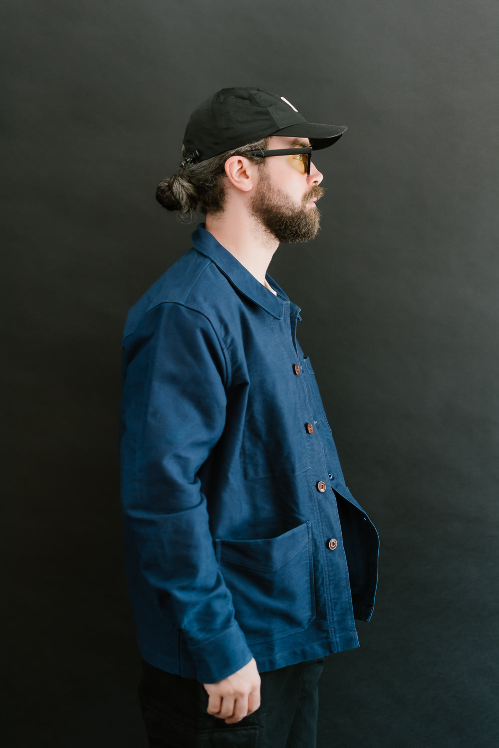 French Work Jacket Moleskin - Washed Indigo