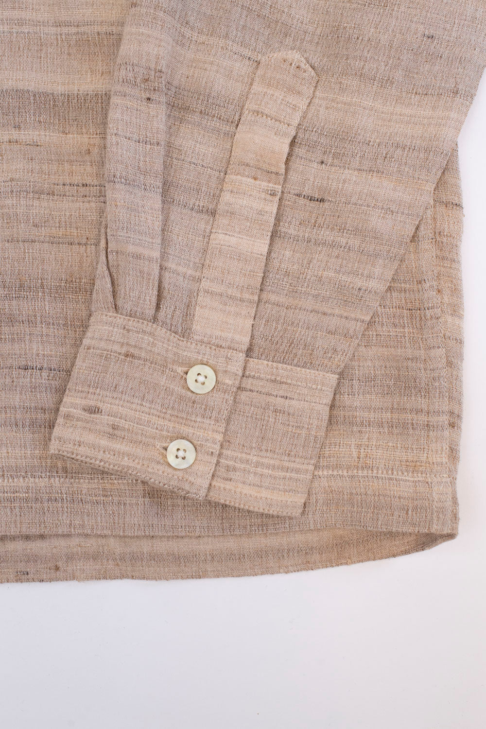 Open Collar Shirt Handloom Silk - Travertine