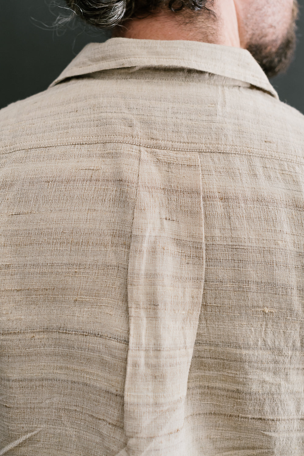 Open Collar Shirt Handloom Silk - Travertine