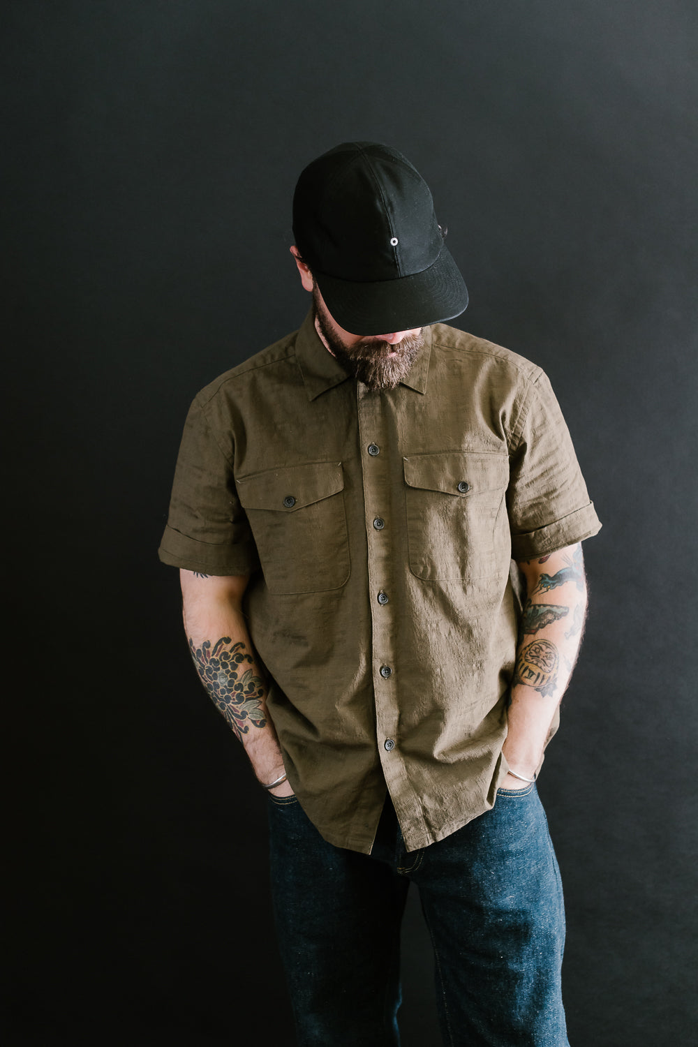 Safari Shirt  - Drab Barkcloth