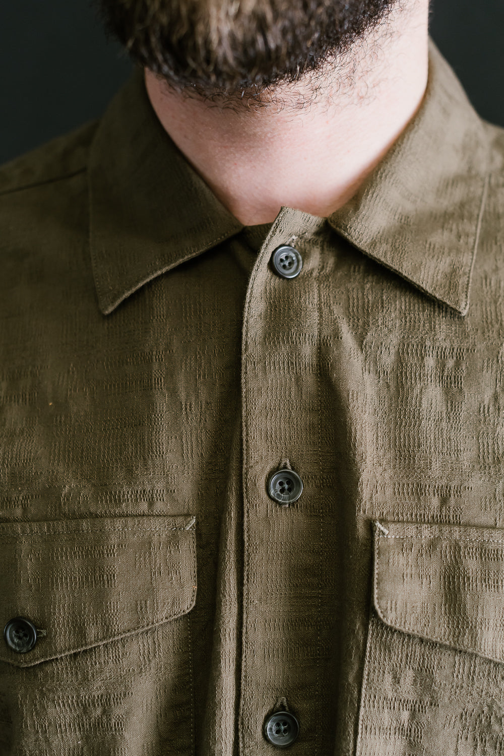 Safari Shirt  - Drab Barkcloth