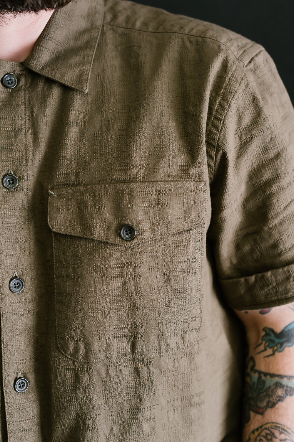 Safari Shirt  - Drab Barkcloth