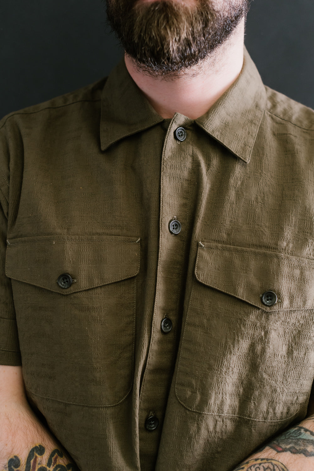 Safari Shirt  - Drab Barkcloth