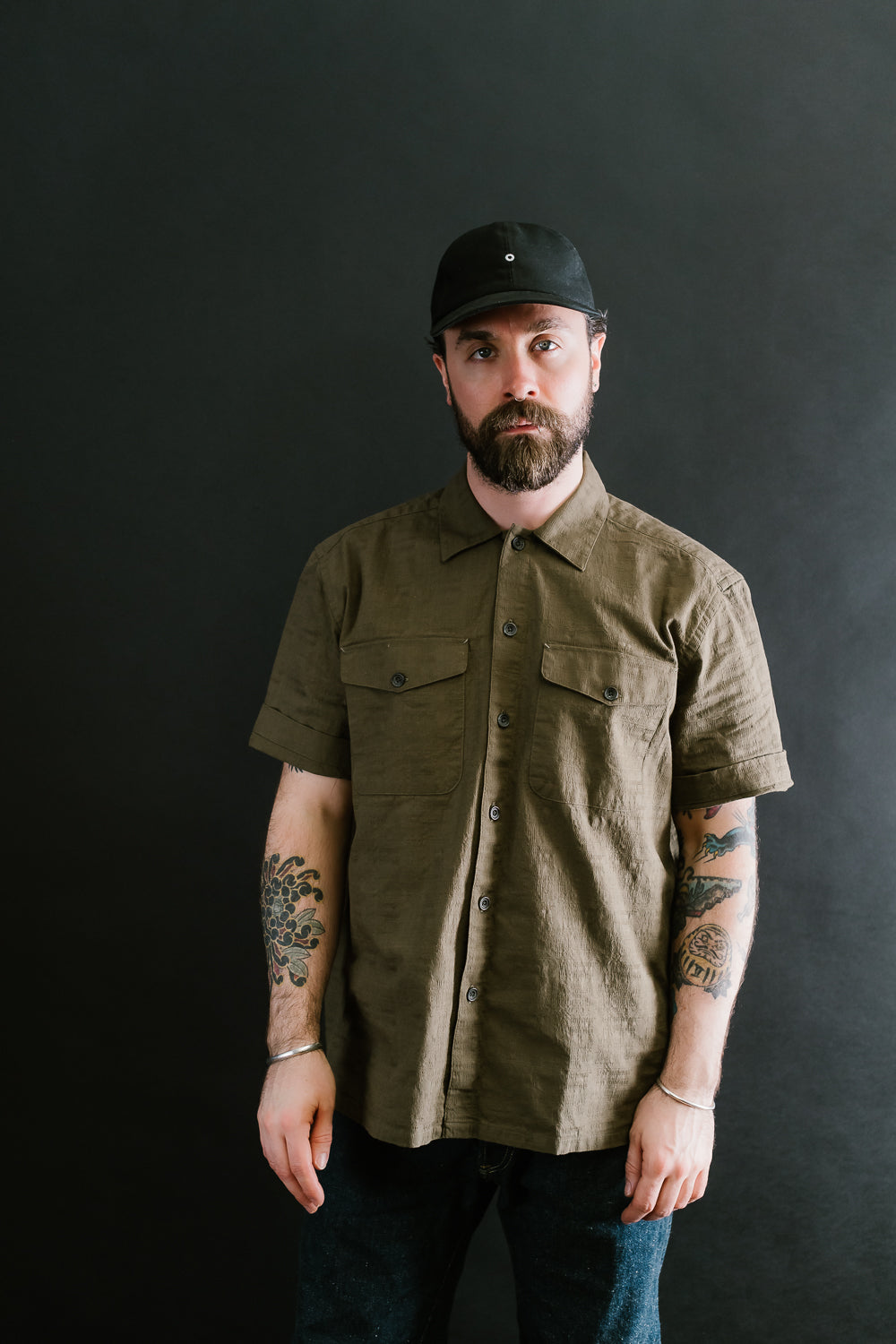 Safari Shirt  - Drab Barkcloth