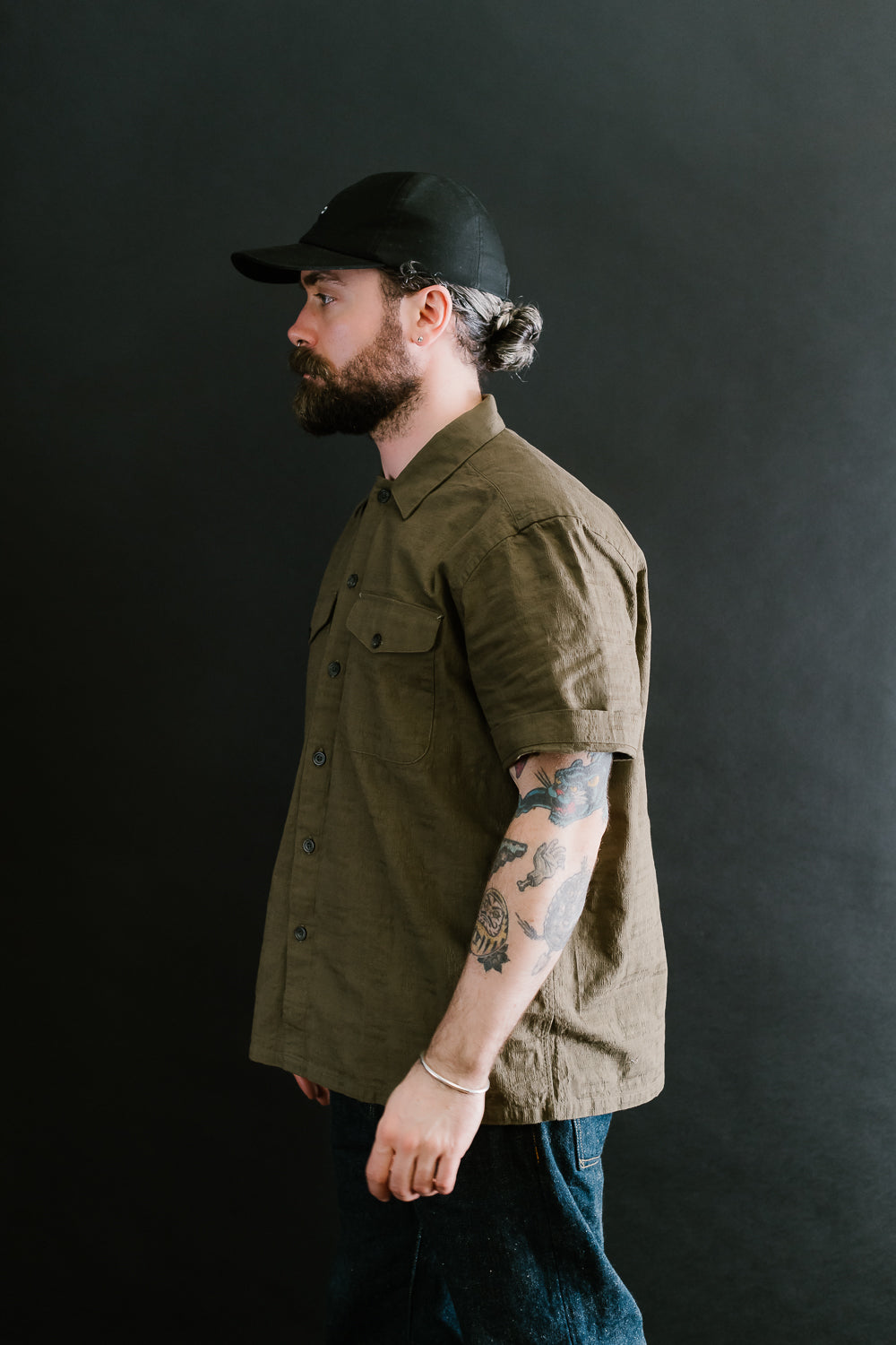 Safari Shirt  - Drab Barkcloth