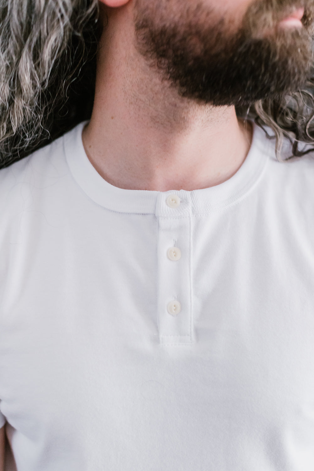 Short Sleeve Henley - White