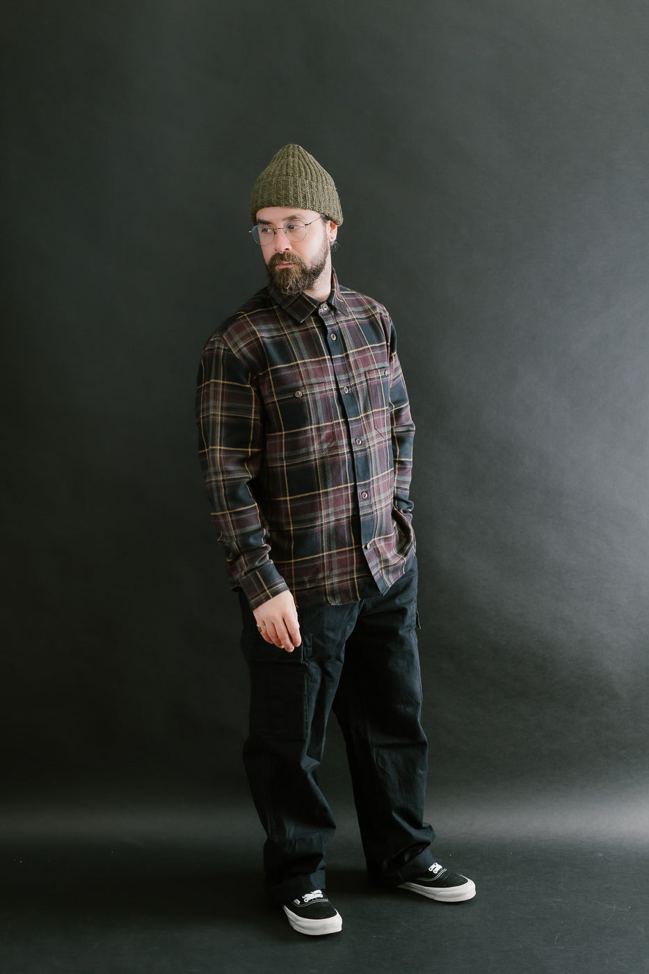 Utility Flannel Plaid  - Black Olive