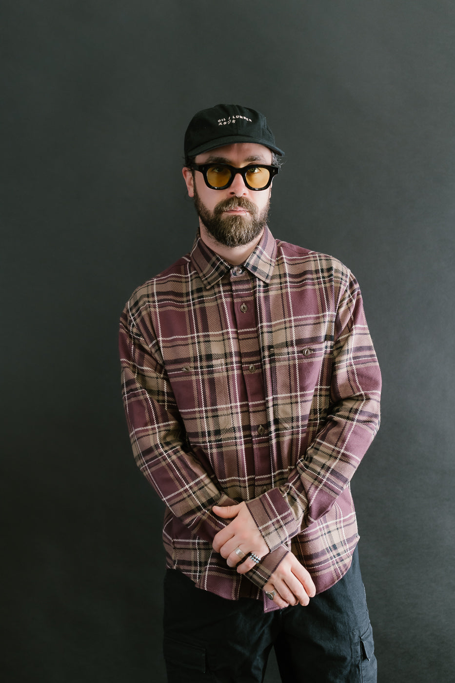 Utility Flannel Plaid  - Burgundy Oak