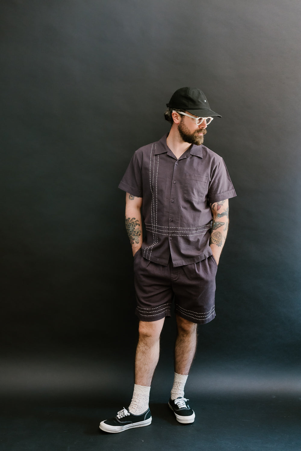 Vacation Shirt - Plum Hand Stitch