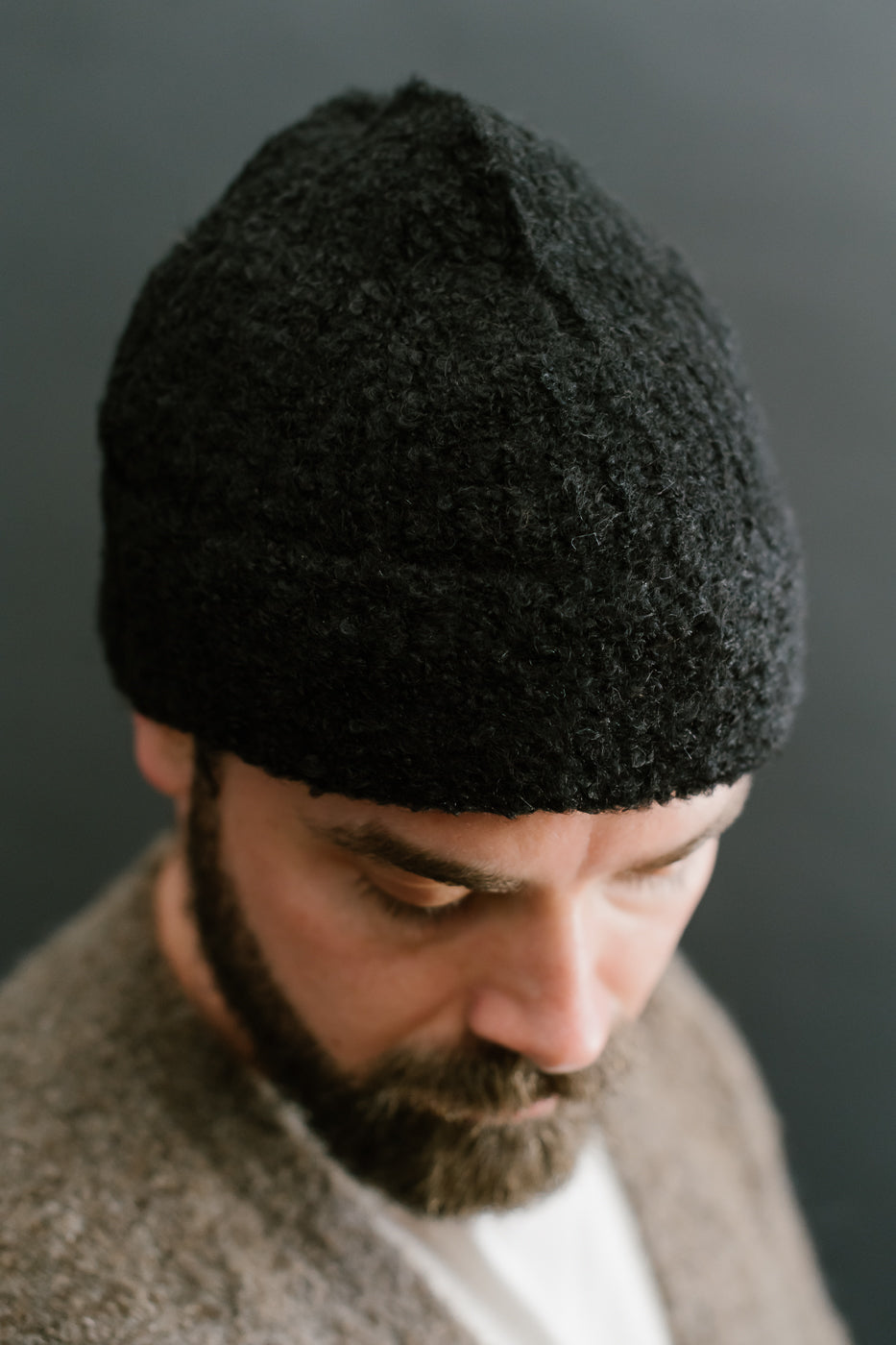 Boucle Alpaca Watch Cap - Black