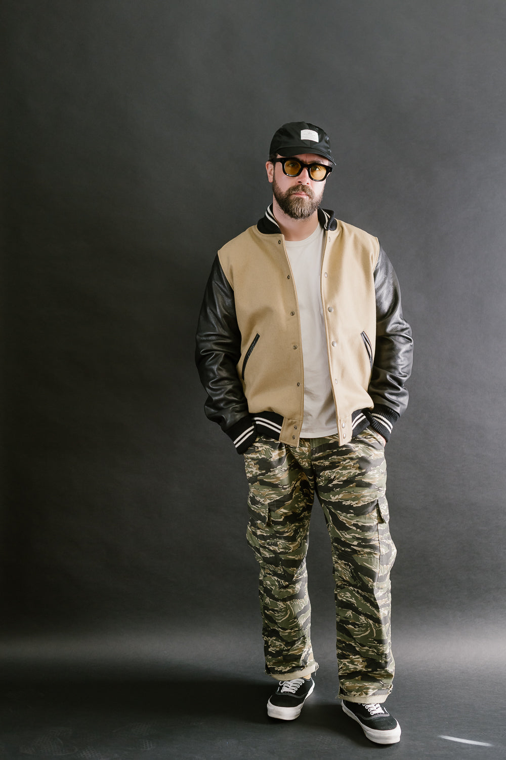 Dant x Dehen - Varsity Jacket - Camel, Black