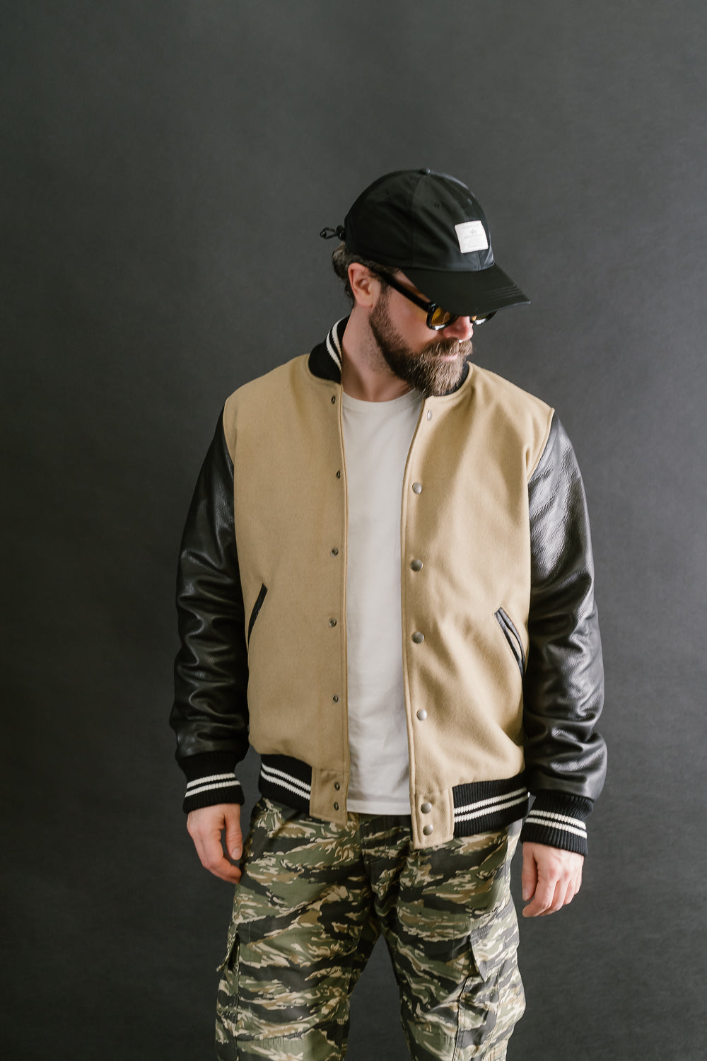 Dant x Dehen - Varsity Jacket - Camel, Black