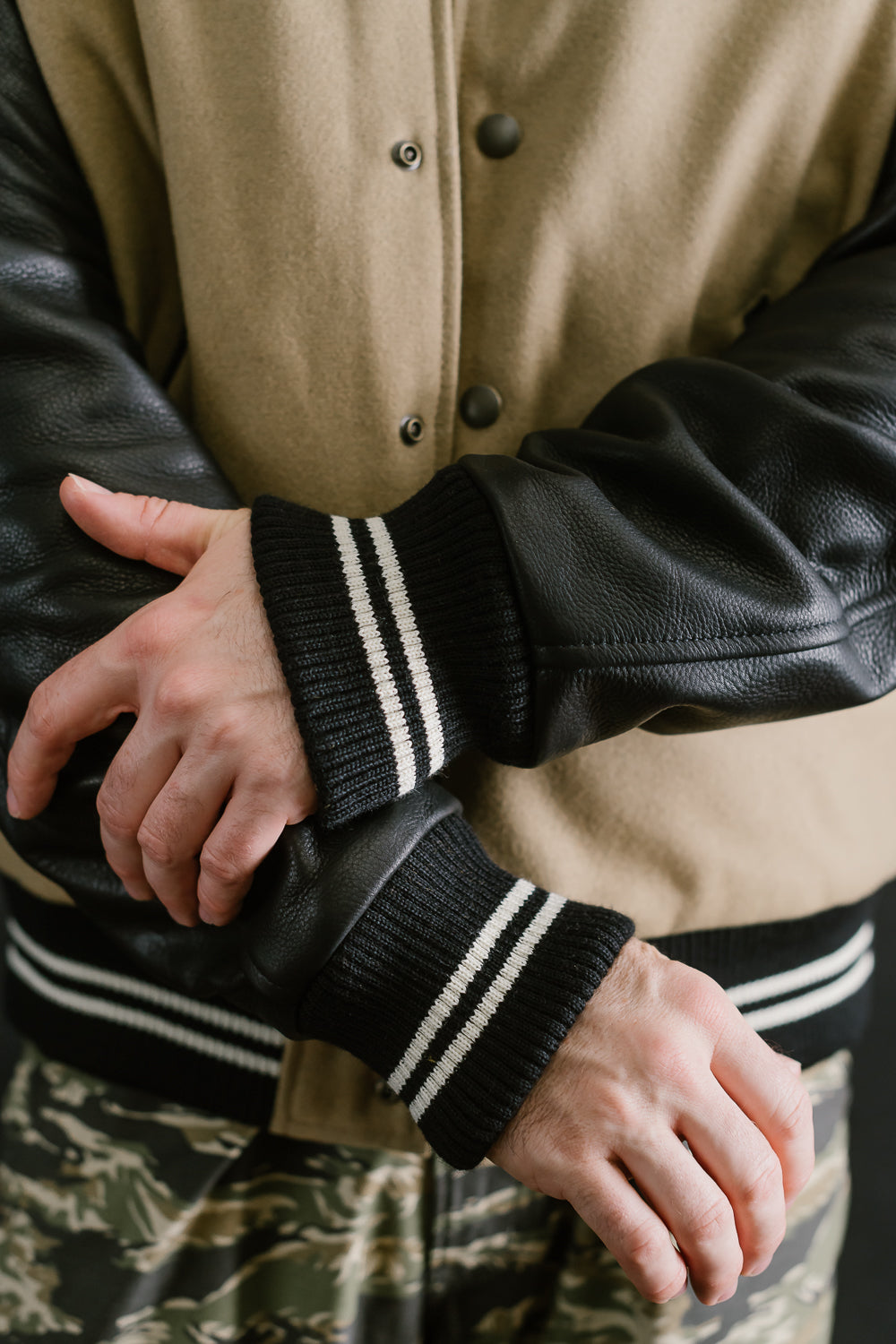 Dant x Dehen - Varsity Jacket - Camel, Black