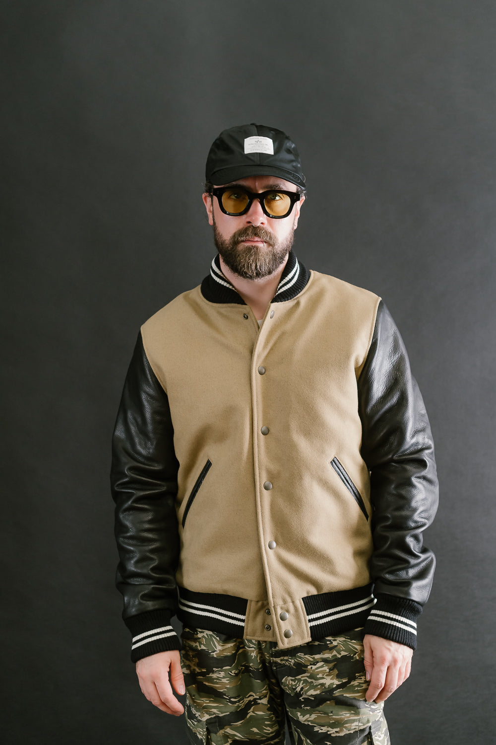 Dant x Dehen - Varsity Jacket - Camel, Black