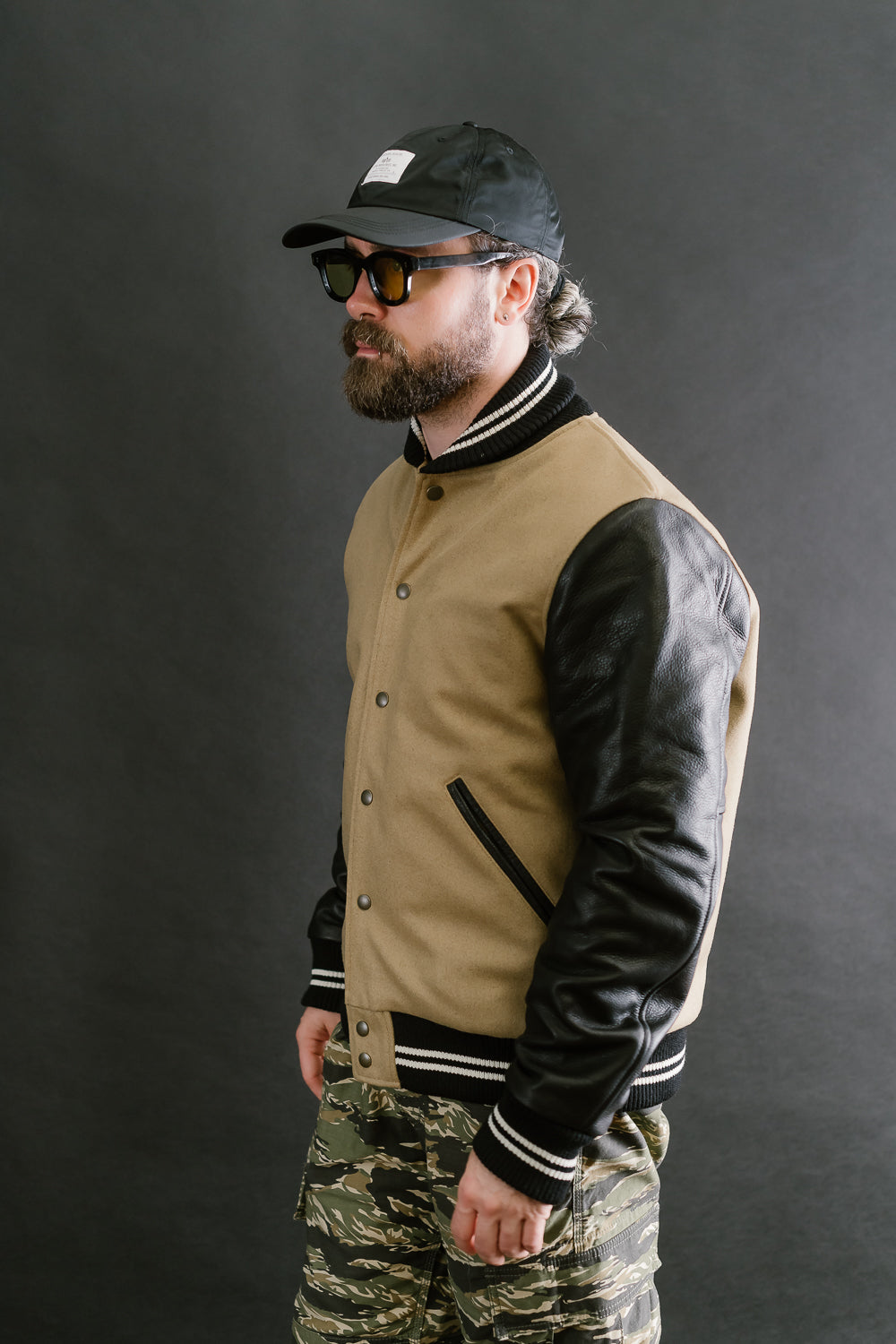 Dant x Dehen - Varsity Jacket - Camel, Black