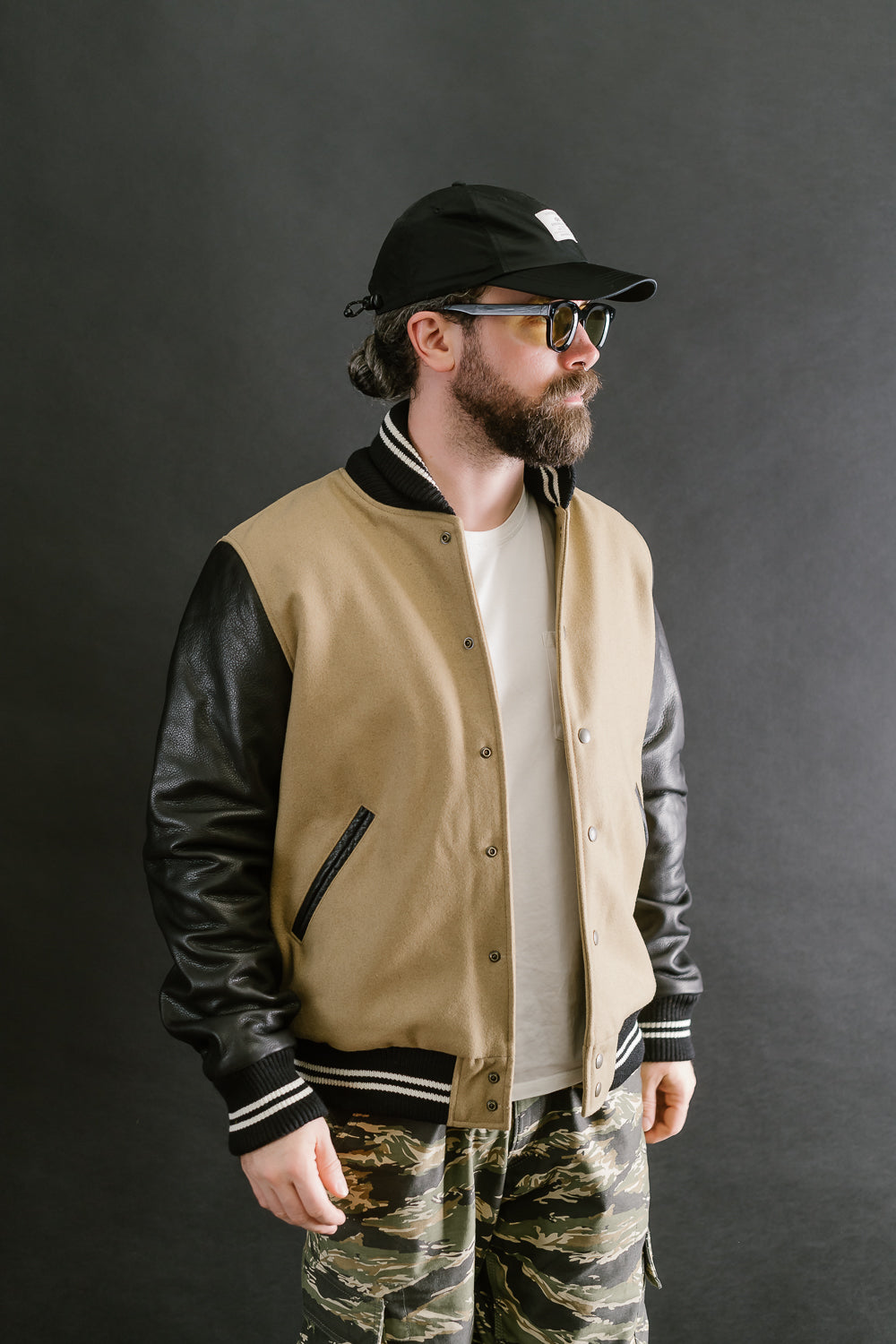 Dant x Dehen - Varsity Jacket - Camel, Black