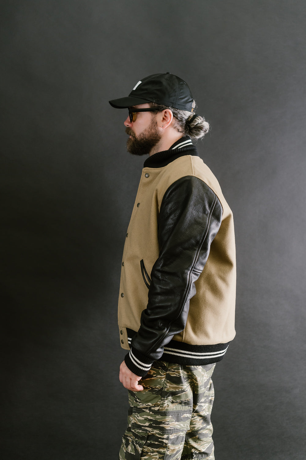 Dant x Dehen - Varsity Jacket - Camel, Black