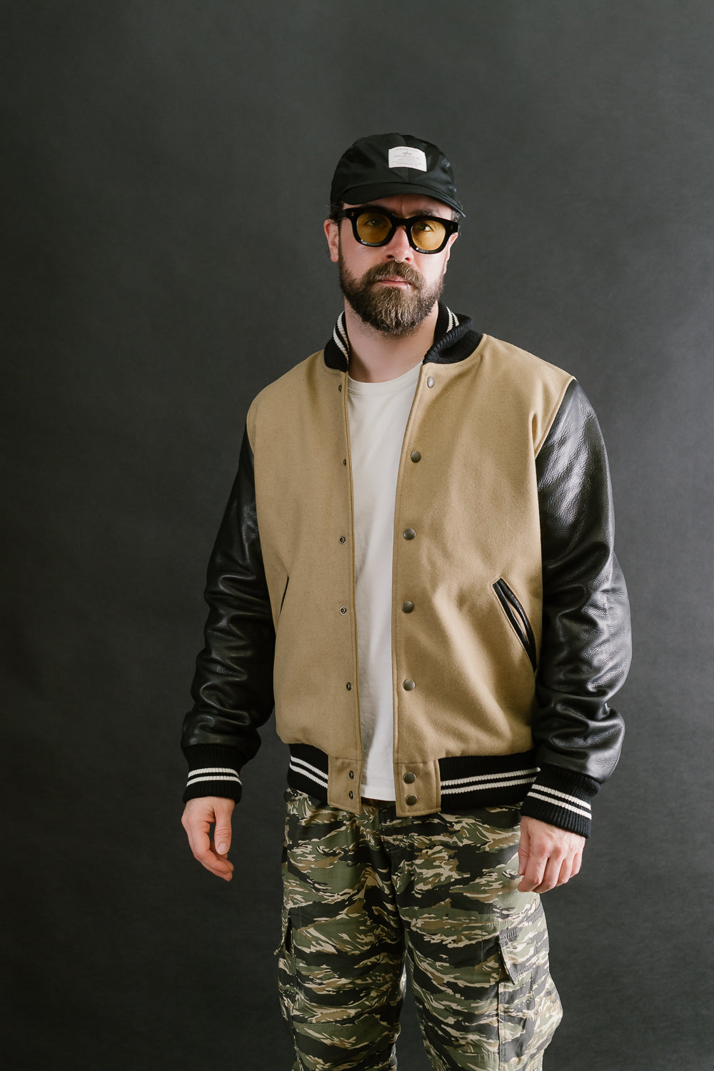 Dant x Dehen - Varsity Jacket - Camel, Black