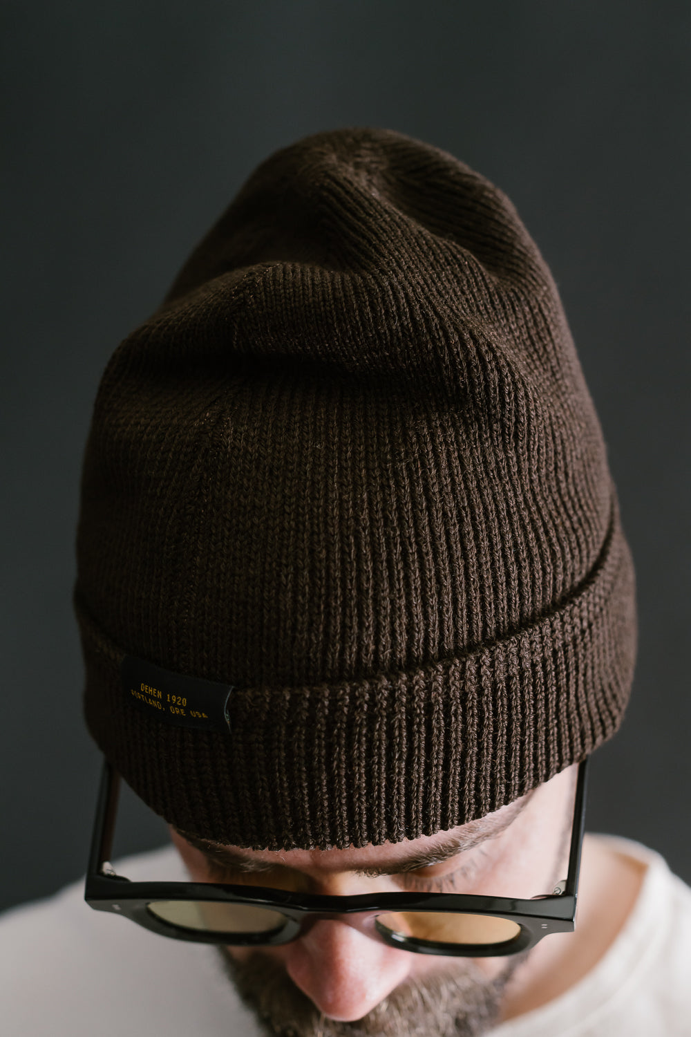 Wool Knit Watch Cap - Brown