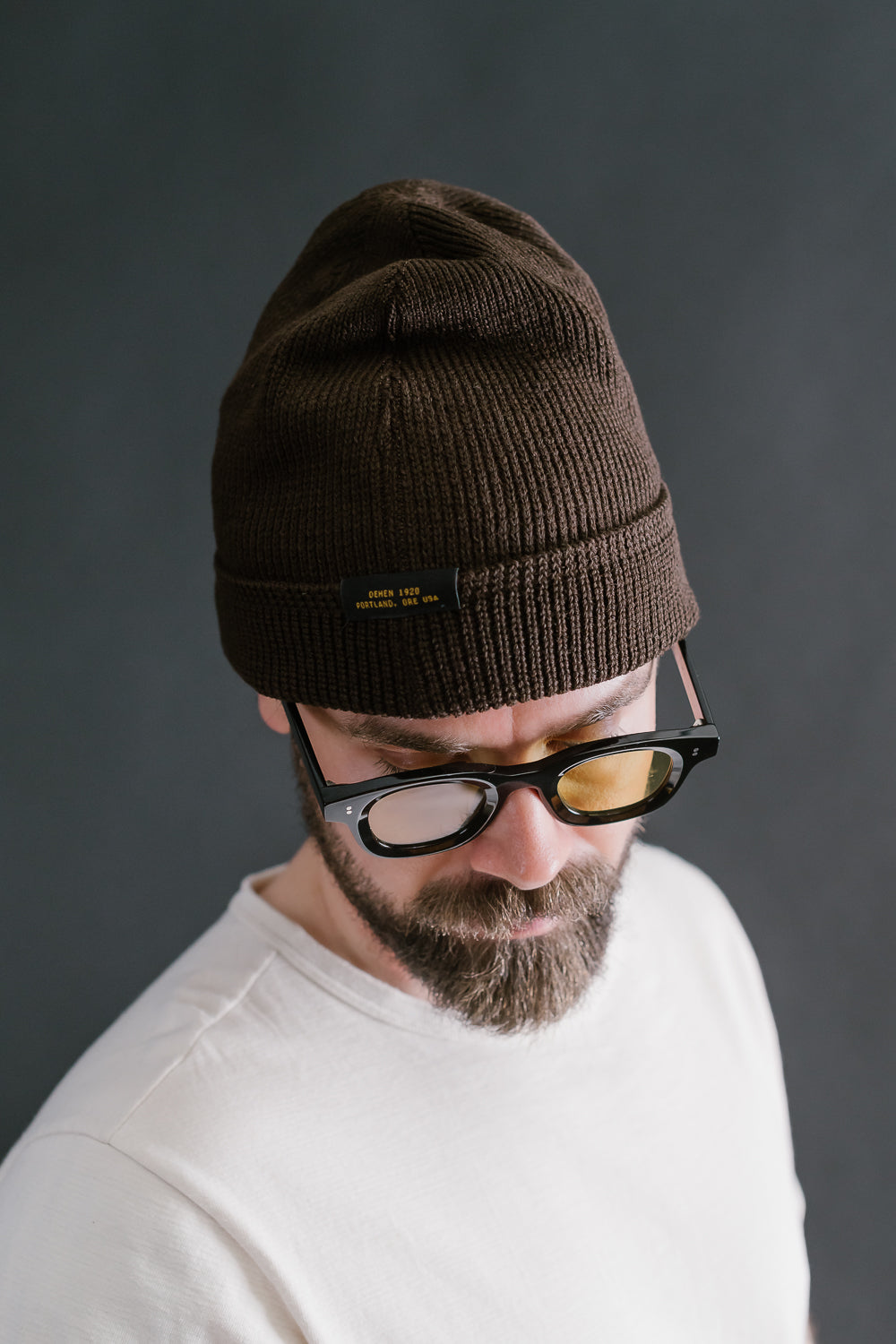 Wool Knit Watch Cap - Brown