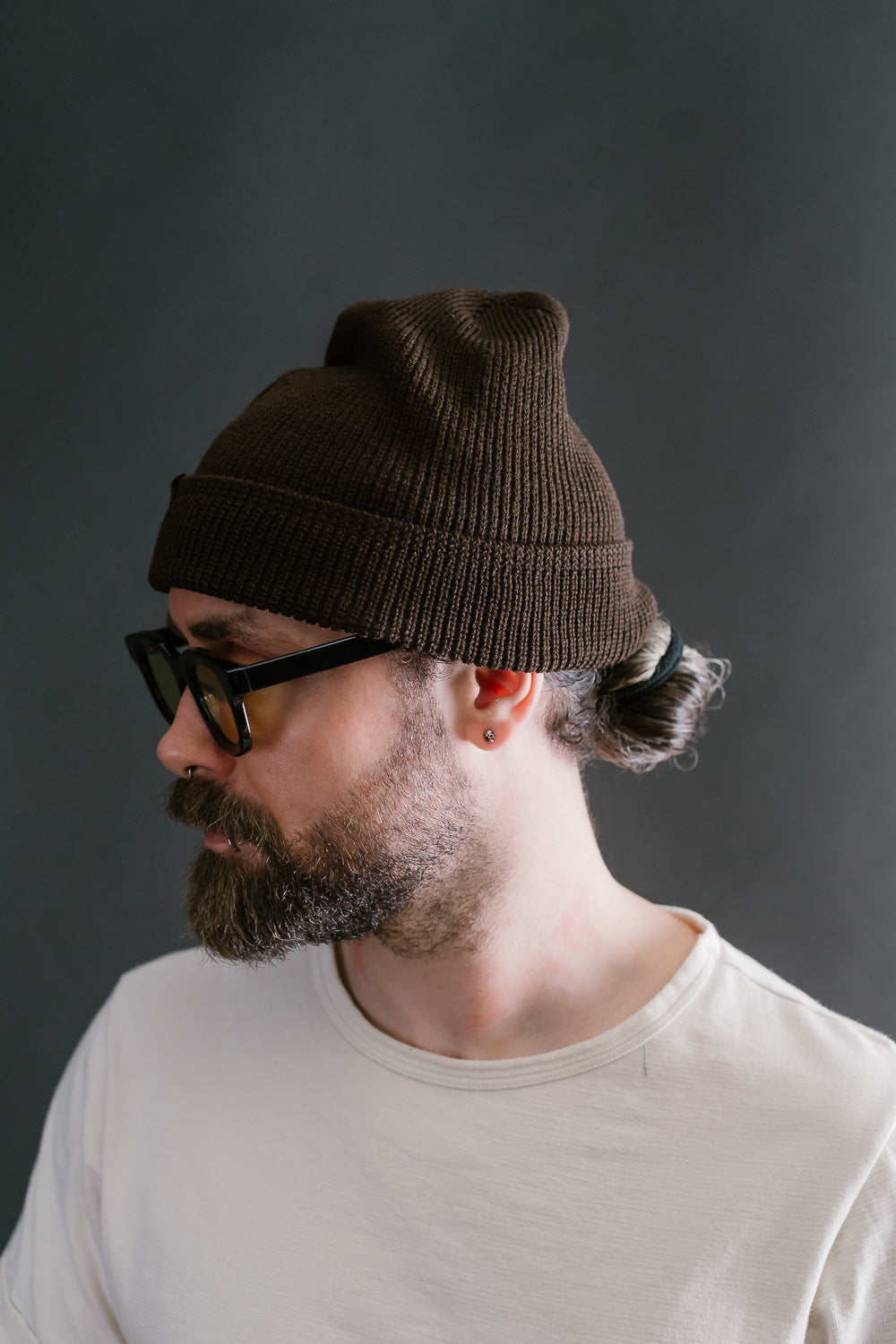 Wool Knit Watch Cap - Brown