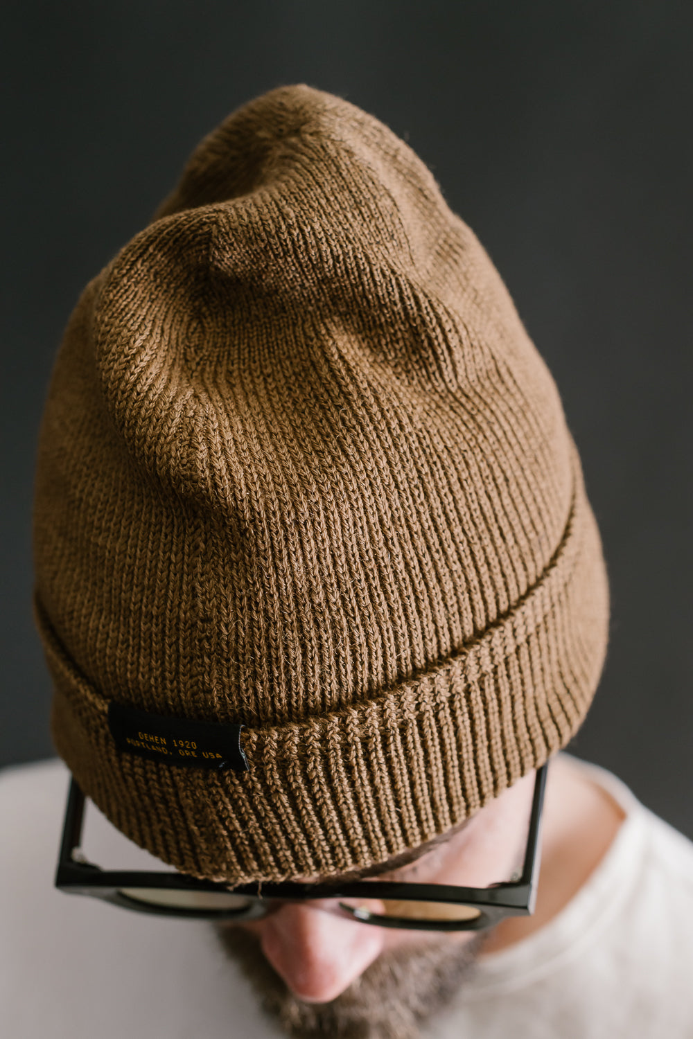 Wool Knit Watch Cap - Dark Tan