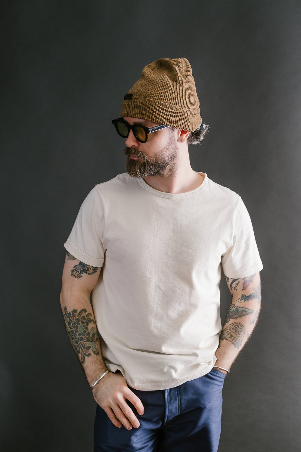 Wool Knit Watch Cap - Dark Tan