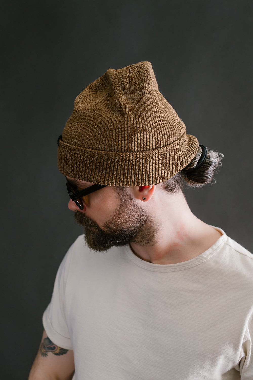 Wool Knit Watch Cap - Dark Tan