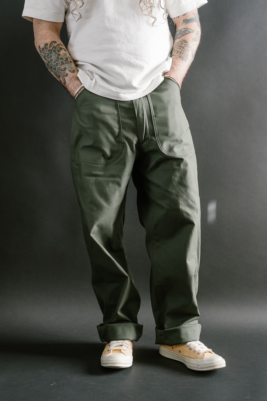 Lot 225 - Back Satin Baker Pants - OD Green