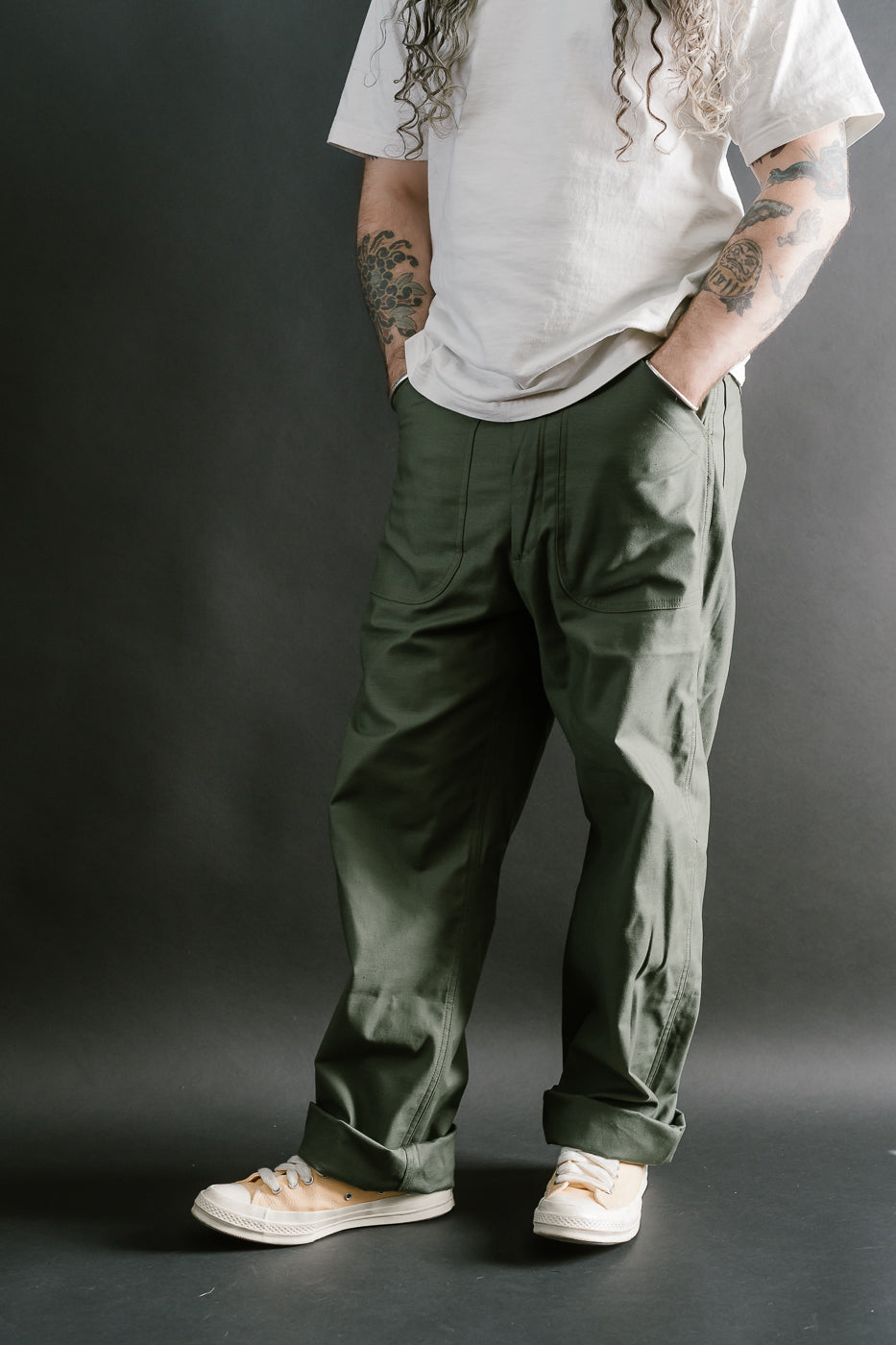 Lot 225 - Back Satin Baker Pants - OD Green