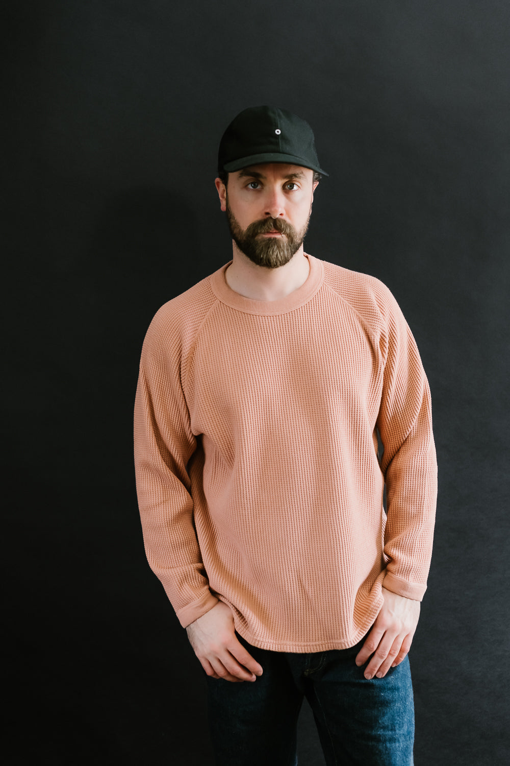 Heavy Waffle L/S Tee - Salmon