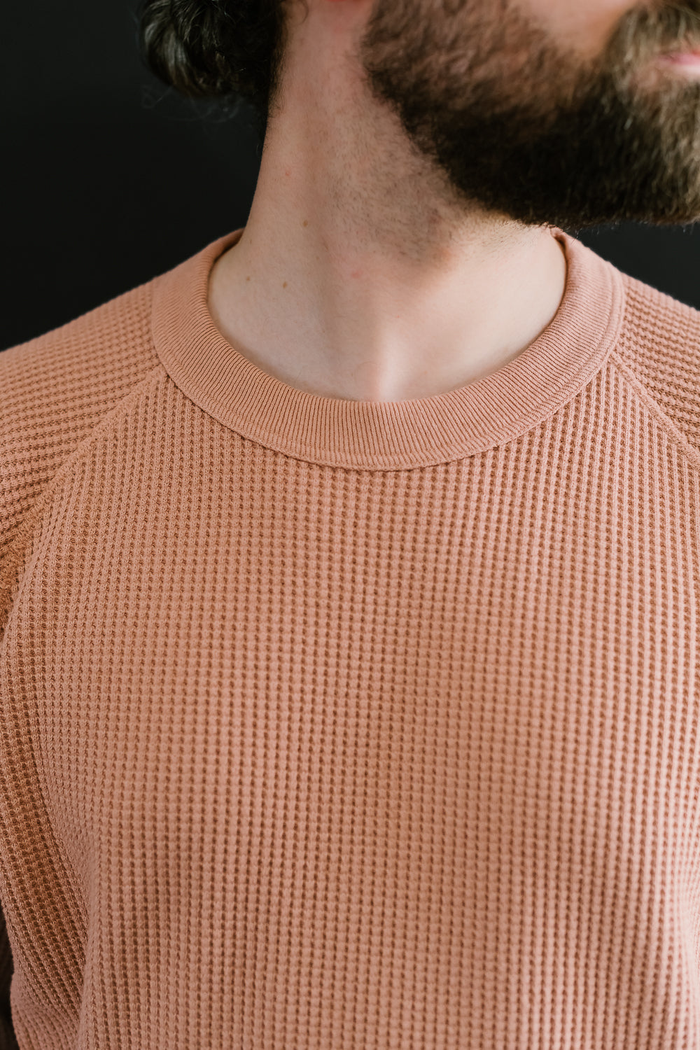 Heavy Waffle L/S Tee - Salmon