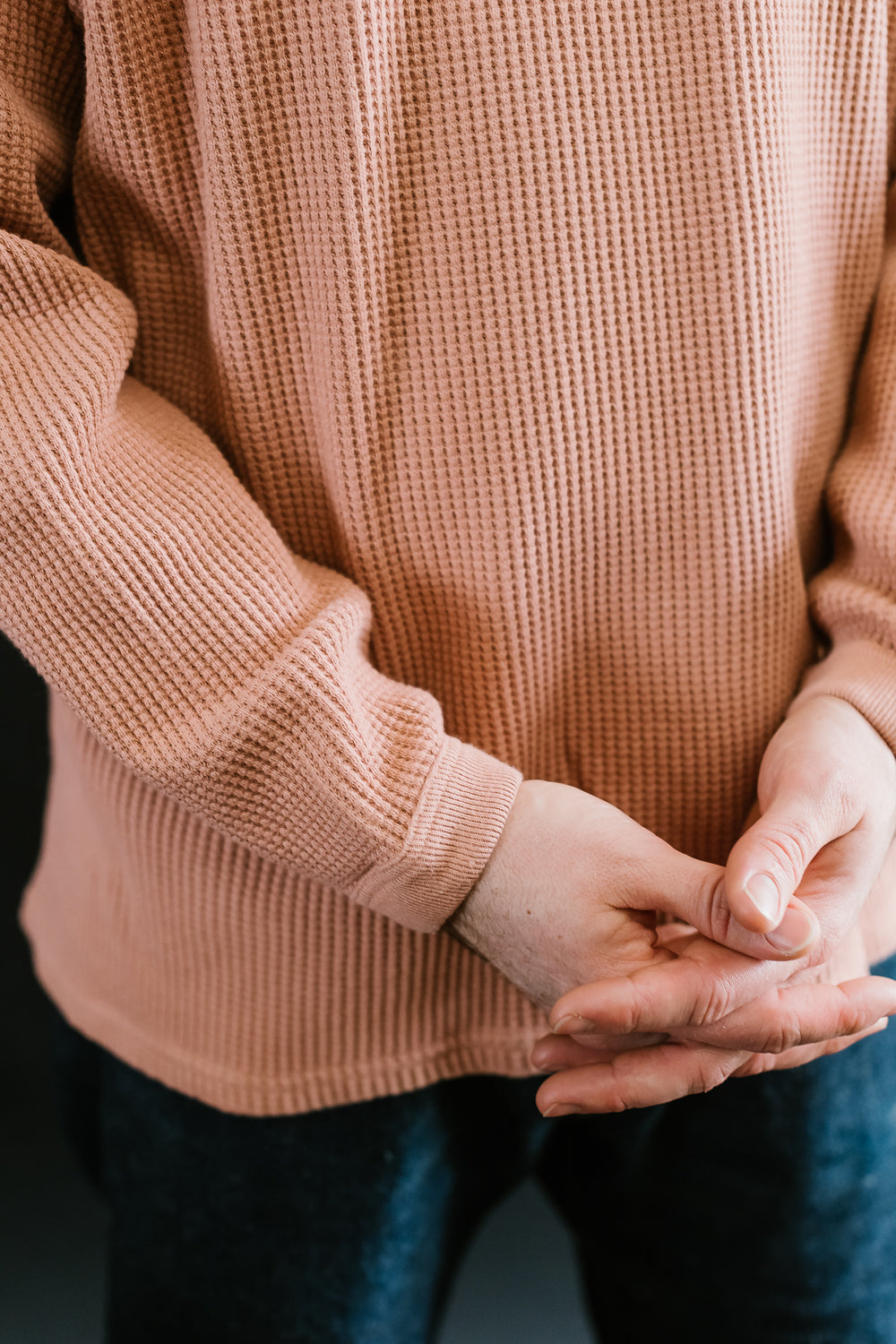 Heavy Waffle L/S Tee - Salmon