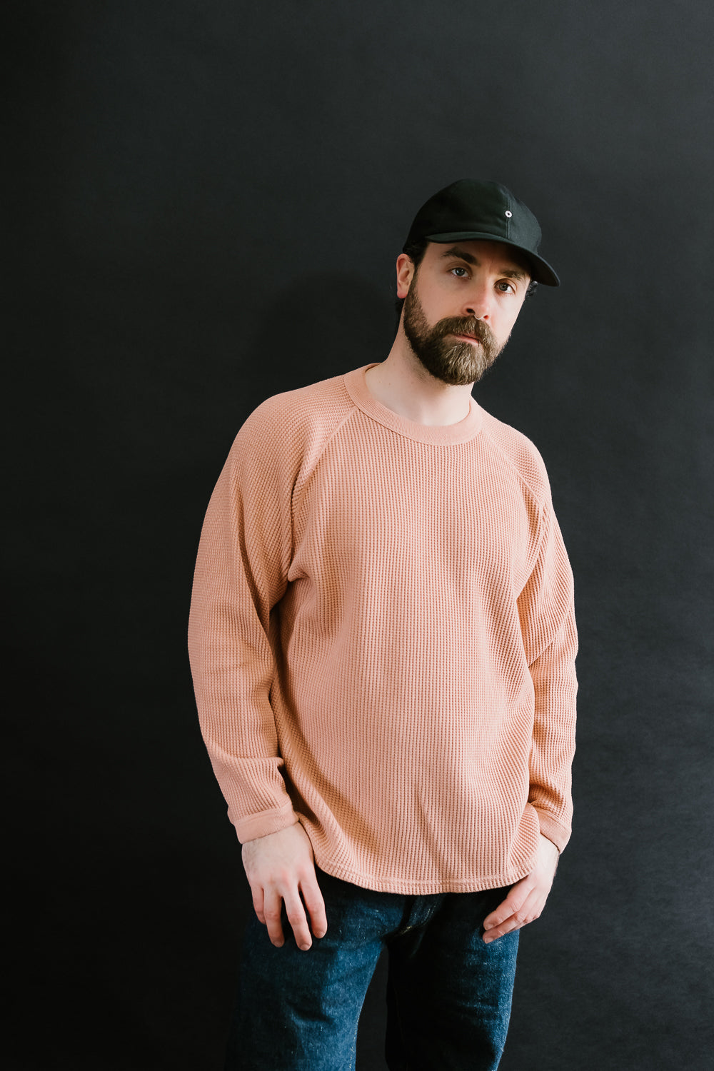 Heavy Waffle L/S Tee - Salmon