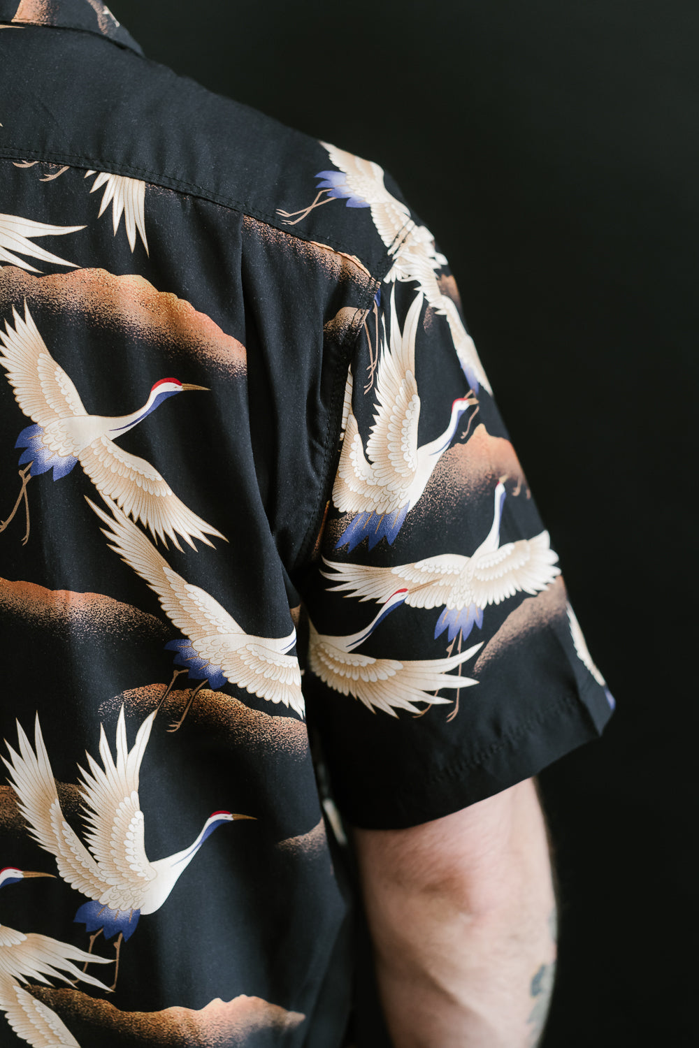 Hawaiian Shirt Cranes - Black