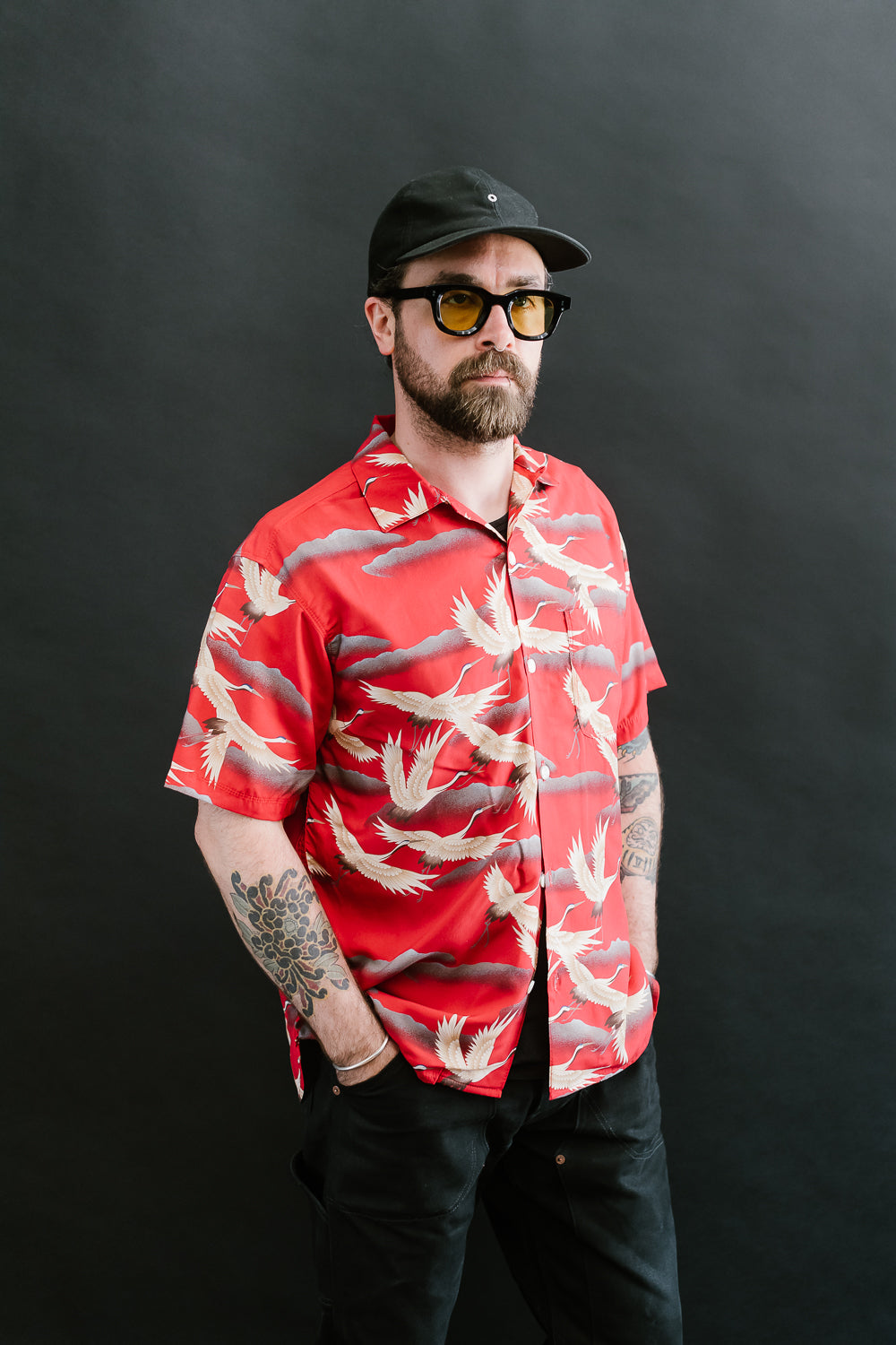 Hawaiian Shirt Cranes - Red