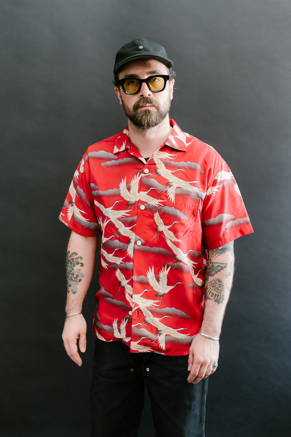 Hawaiian Shirt Cranes - Red