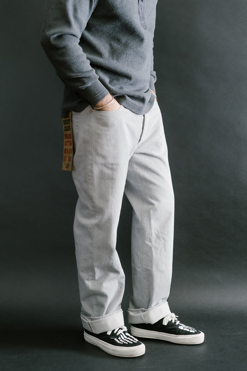 1102G - 12oz Sweat Denim Selvedge Pants - Gray